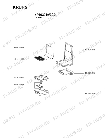 Взрыв-схема кофеварки (кофемашины) Krups XP403010/3C0 - Схема узла 3P003470.7P3