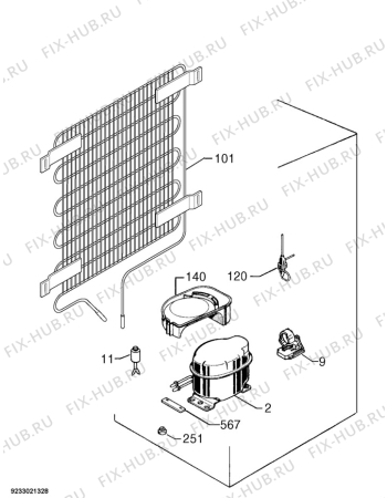 Взрыв-схема холодильника Electrolux ERT17003W8 - Схема узла Cooling system 017