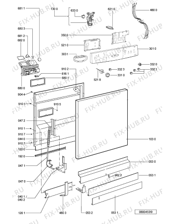 Схема №2 ADP 7539 IX с изображением Обшивка для посудомойки Whirlpool 481245373164