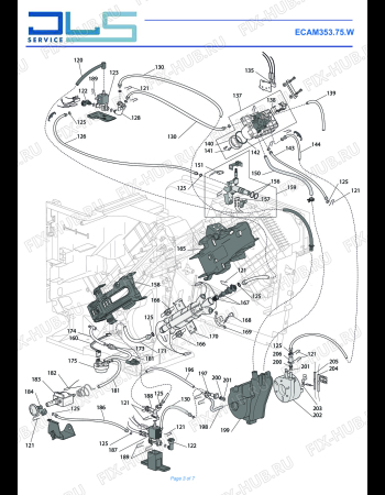 Взрыв-схема кофеварки (кофемашины) DELONGHI DINAMICA ECAM353.75.W - Схема узла 3