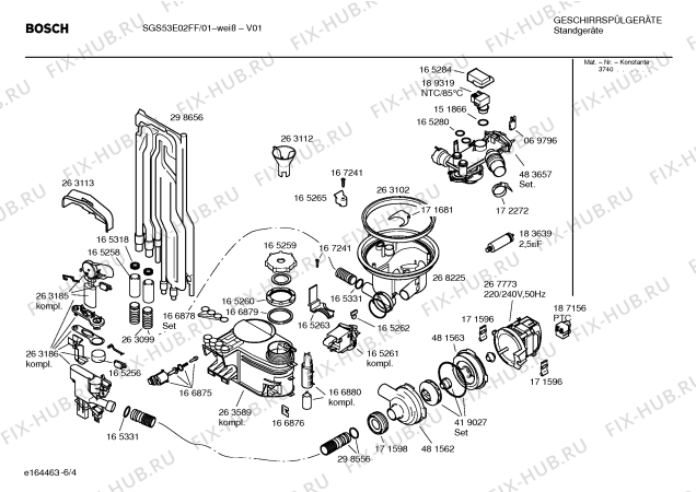 Схема №5 SGS53A62FF с изображением Панель управления для электропосудомоечной машины Bosch 00433851