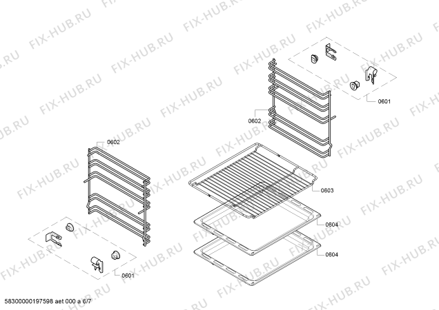 Взрыв-схема плиты (духовки) Bosch HGD423121N - Схема узла 06