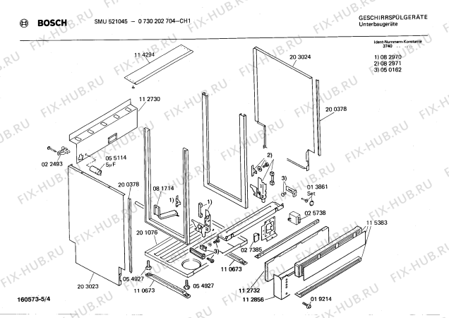 Взрыв-схема посудомоечной машины Bosch 0730202704 SMU521045 - Схема узла 04