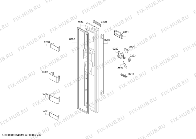 Схема №5 KA3902I20, Side by side IWD с изображением Дверь для холодильника Bosch 00713891