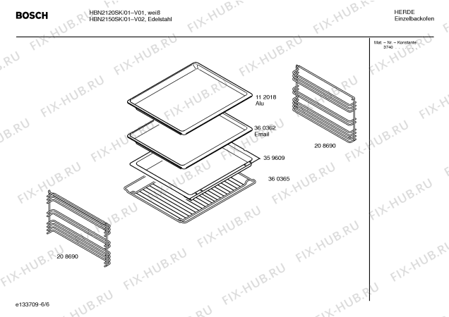 Схема №5 HBN2120SK с изображением Инструкция по эксплуатации для плиты (духовки) Bosch 00527794