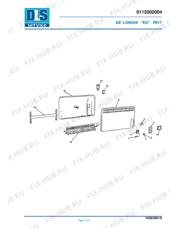 Схема №1 P 820 с изображением Обшивка для обогревателя (вентилятора) DELONGHI 702276