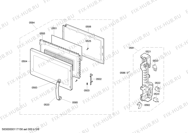 Схема №5 HMV9302 с изображением Внешняя дверь для плиты (духовки) Bosch 00684532