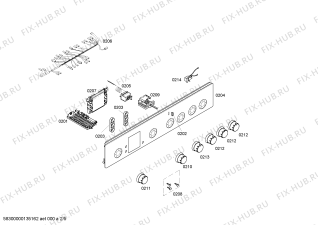 Взрыв-схема плиты (духовки) Bosch HSV64D120R - Схема узла 02