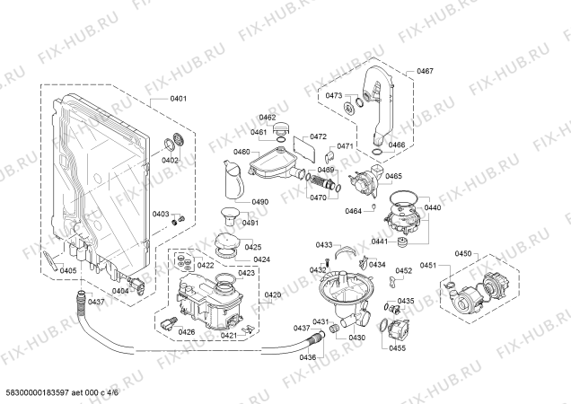 Взрыв-схема посудомоечной машины Bosch SMI69P15EU Platin Edition - Схема узла 04