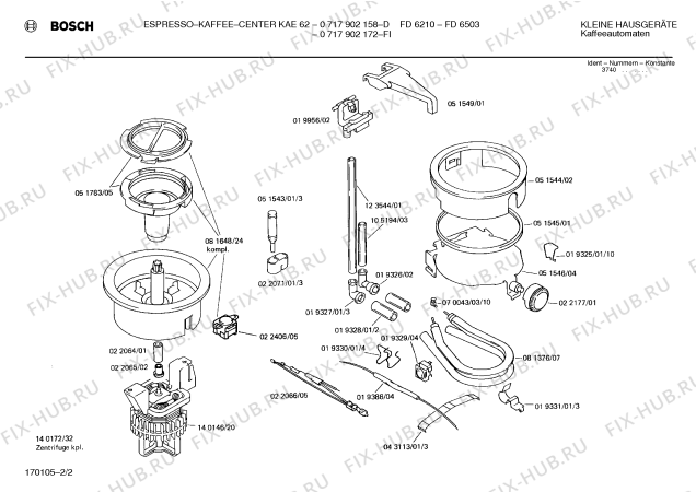 Взрыв-схема кофеварки (кофемашины) Bosch 0717902172 KAE62 - Схема узла 02