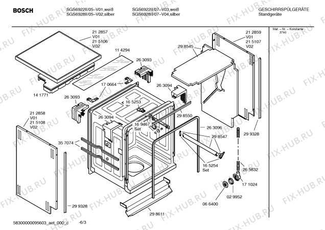 Схема №6 SGS6922II LOGIXX с изображением Инструкция по эксплуатации для посудомойки Bosch 00527631
