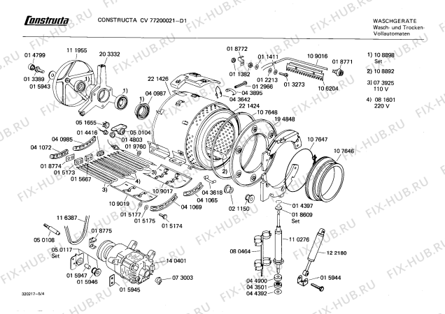 Взрыв-схема стиральной машины Constructa CV77200021 CV772 - Схема узла 04