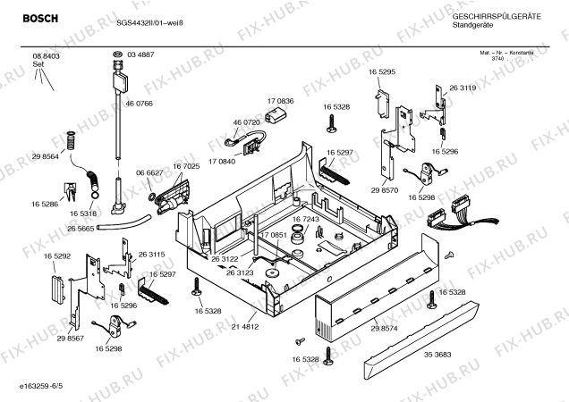 Взрыв-схема посудомоечной машины Bosch SGS4432II AQUAVIGIL - Схема узла 05