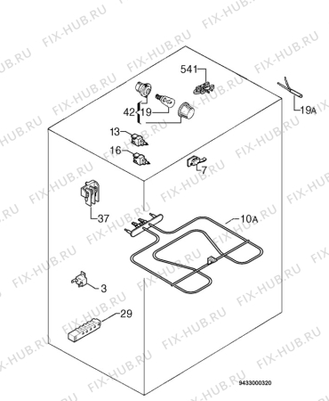 Взрыв-схема плиты (духовки) Electrolux EKG60011 - Схема узла Electrical equipment