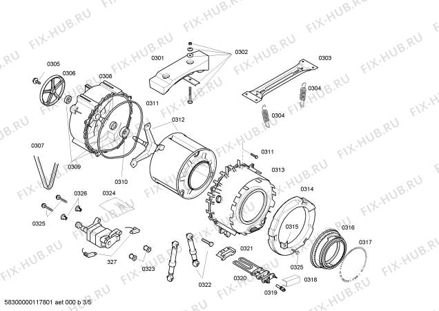 Схема №5 3TE757NA с изображением Ручка для стиралки Bosch 00640543