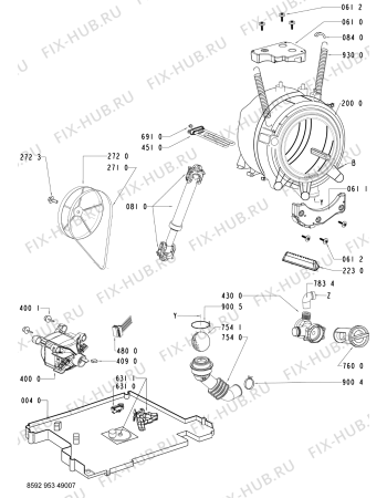 Схема №2 AWO/D 5530 P с изображением Модуль (плата) для стиралки Whirlpool 480111100947