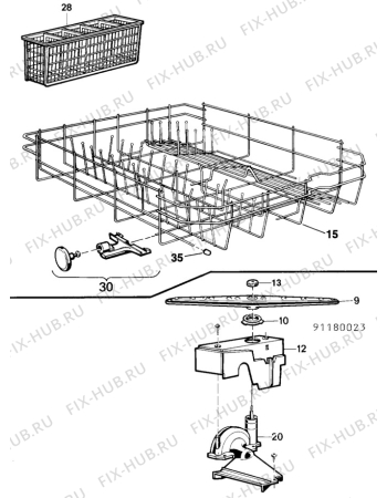 Взрыв-схема посудомоечной машины Tricity Bendix DH040 - Схема узла W20 Baskets