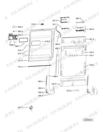 Схема №5 ADG 6446 FD с изображением Модуль (плата) управления для посудомоечной машины Whirlpool 481010403626