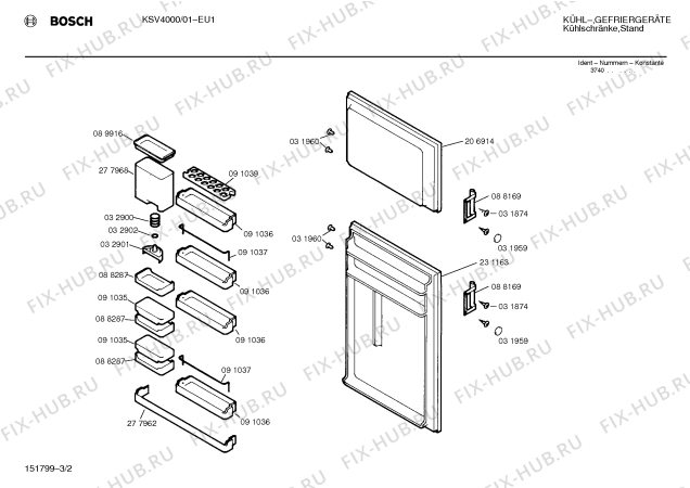 Взрыв-схема холодильника Bosch KSV4000 - Схема узла 02