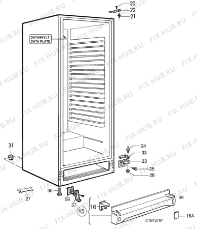 Взрыв-схема холодильника Husqvarna Electrolux QRE210W - Схема узла C10 Cabinet