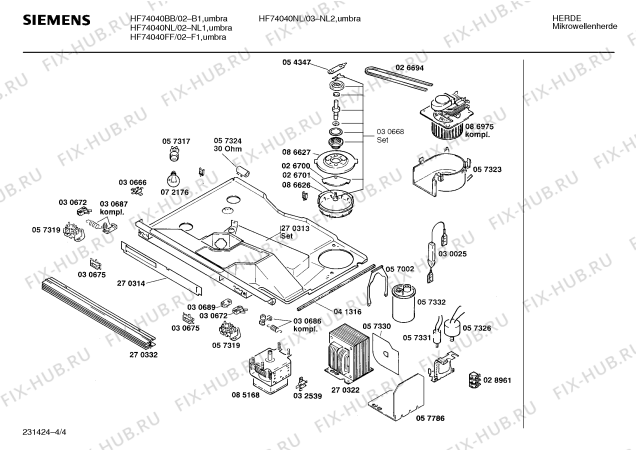 Схема №4 HF74040FF с изображением Вкладыш в панель для микроволновки Siemens 00088704