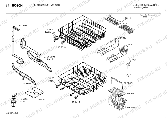 Взрыв-схема посудомоечной машины Bosch SHU4602SK - Схема узла 06