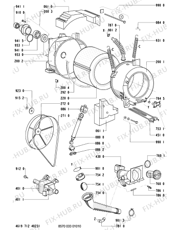 Взрыв-схема стиральной машины Whirlpool AWM 281/3 WS-B,NL - Схема узла