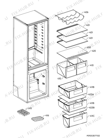 Взрыв-схема холодильника Ikea ISANDE 90377809 - Схема узла Internal parts