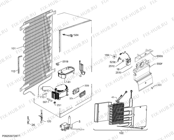Взрыв-схема холодильника Aeg SCE81837TS - Схема узла Cooling system 017
