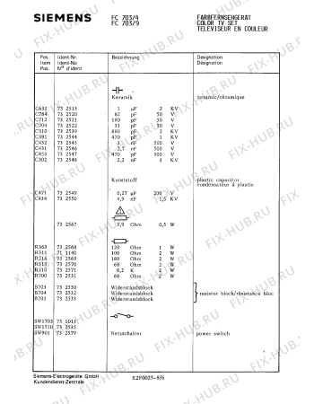 Схема №7 FC7034 с изображением Трансформатор для телевизора Siemens 00753758