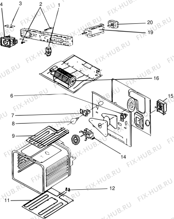 Взрыв-схема плиты (духовки) SCHOLTES FTB5TWFR (F010447) - Схема узла