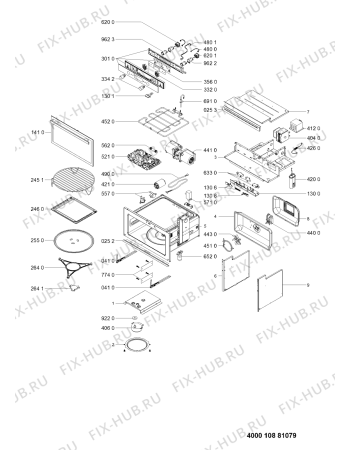 Схема №1 303.009.45 MWP R00 SA MICROWAVE с изображением Рычаг кнопки открывания двери для микроволновой печи Whirlpool 481010826178