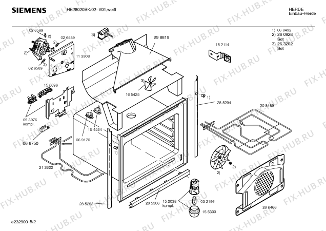Схема №5 HB28020SK с изображением Инструкция по эксплуатации для плиты (духовки) Siemens 00522830