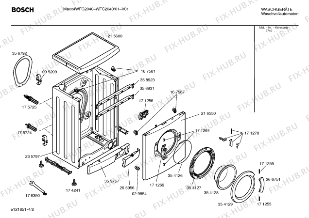 Взрыв-схема стиральной машины Bosch WFC2040 Maxx4 WFC2040 - Схема узла 02