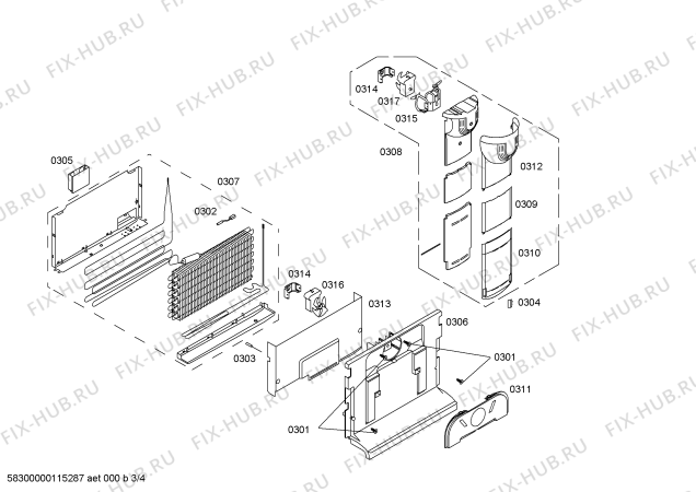 Взрыв-схема холодильника Bosch KGU44170EU - Схема узла 03