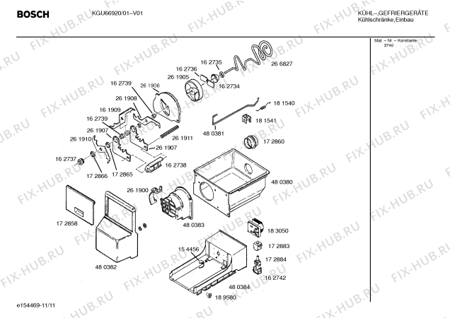 Взрыв-схема холодильника Bosch KGU66920 - Схема узла 11