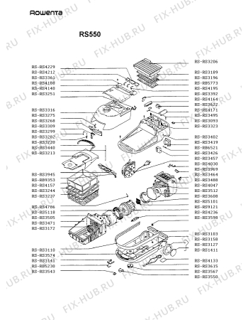 Взрыв-схема пылесоса Rowenta RS550 - Схема узла RS550___.DE1