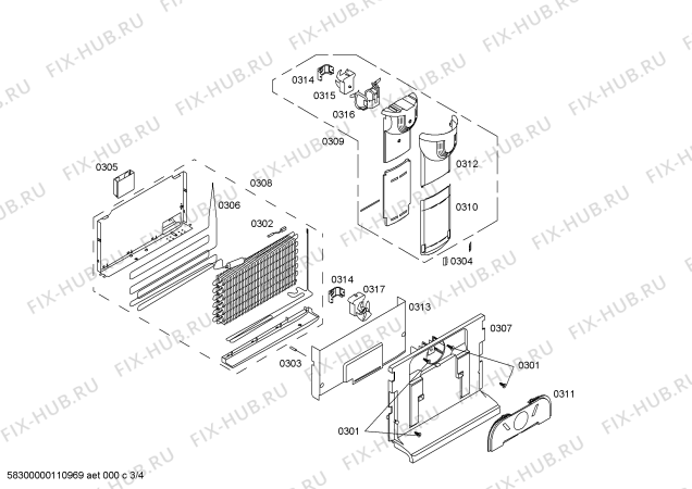 Взрыв-схема холодильника Bosch KGU40125 - Схема узла 03