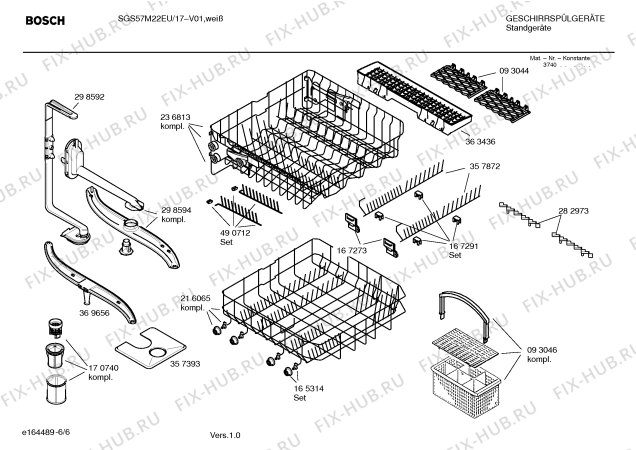 Взрыв-схема посудомоечной машины Bosch SGS57M22EU Silence comfort - Схема узла 06