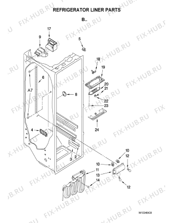 Схема №11 GS6NHAXVQ с изображением Рукоятка для холодильной камеры Whirlpool 482000007201