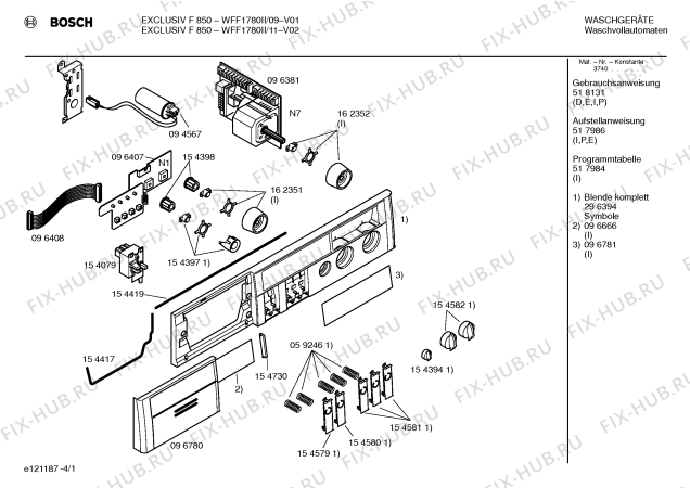 Схема №4 WFF1780II EXCLUSIV F 850 с изображением Индикатор для стиралки Bosch 00162352