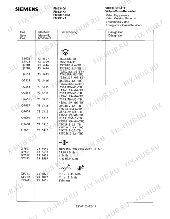 Схема №19 FM634V4 с изображением Инструкция по эксплуатации для видеоэлектроники Siemens 00530643