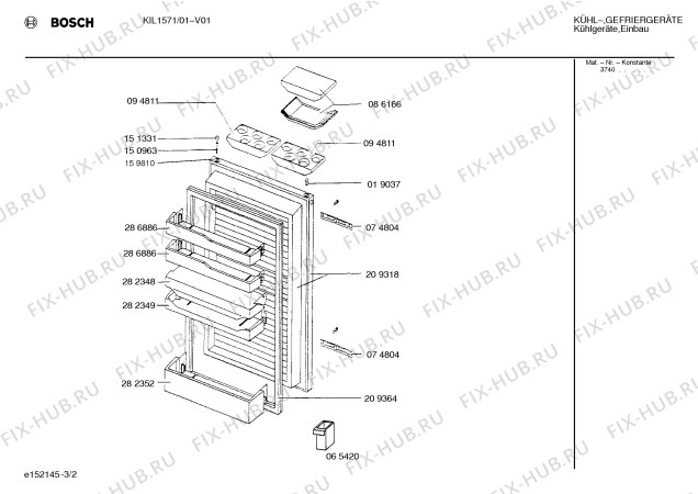Взрыв-схема холодильника Bosch KIL1571 - Схема узла 02