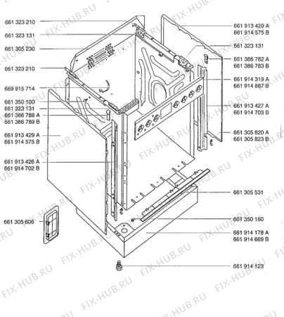 Взрыв-схема плиты (духовки) Aeg 5211V-W - Схема узла H10 Outer Frame