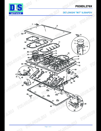 Схема №1 IL 59 APDV Piano a incasso с изображением Фиксатор для плиты (духовки) DELONGHI ILA03202