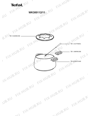 Взрыв-схема скороварки Tefal WK300112/11 - Схема узла MP002828.2P2