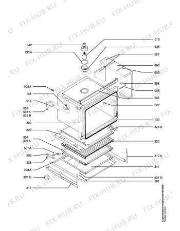 Взрыв-схема плиты (духовки) Aeg E33002-EW - Схема узла Oven