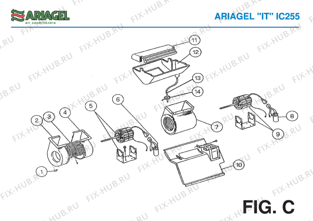 Взрыв-схема кондиционера Ariagel IC 255 - Схема узла 3