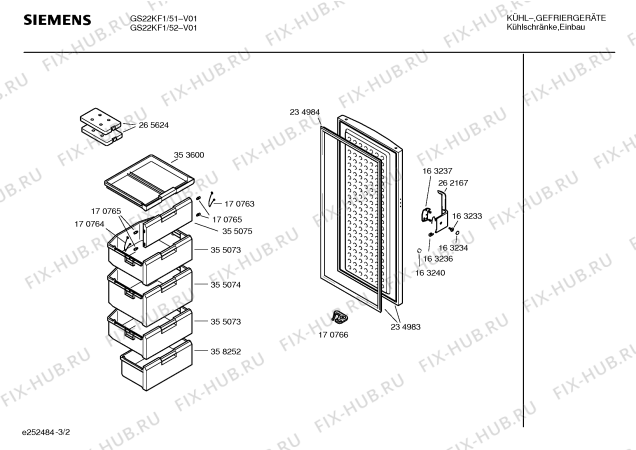 Схема №3 GS24UF1 с изображением Емкость для заморозки для холодильника Siemens 00355074