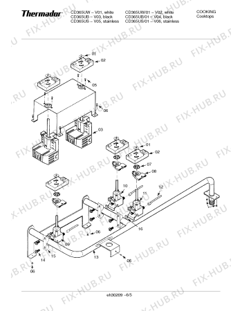 Схема №5 CD365US с изображением Труба для электропечи Bosch 00367512